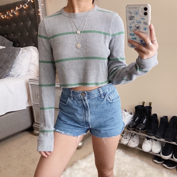 Brandy Melville Tops - Striped Crop Thermal